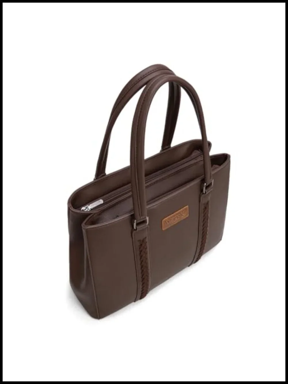 Double Compartment Whipstitch Tote Bag, Fits 13.5